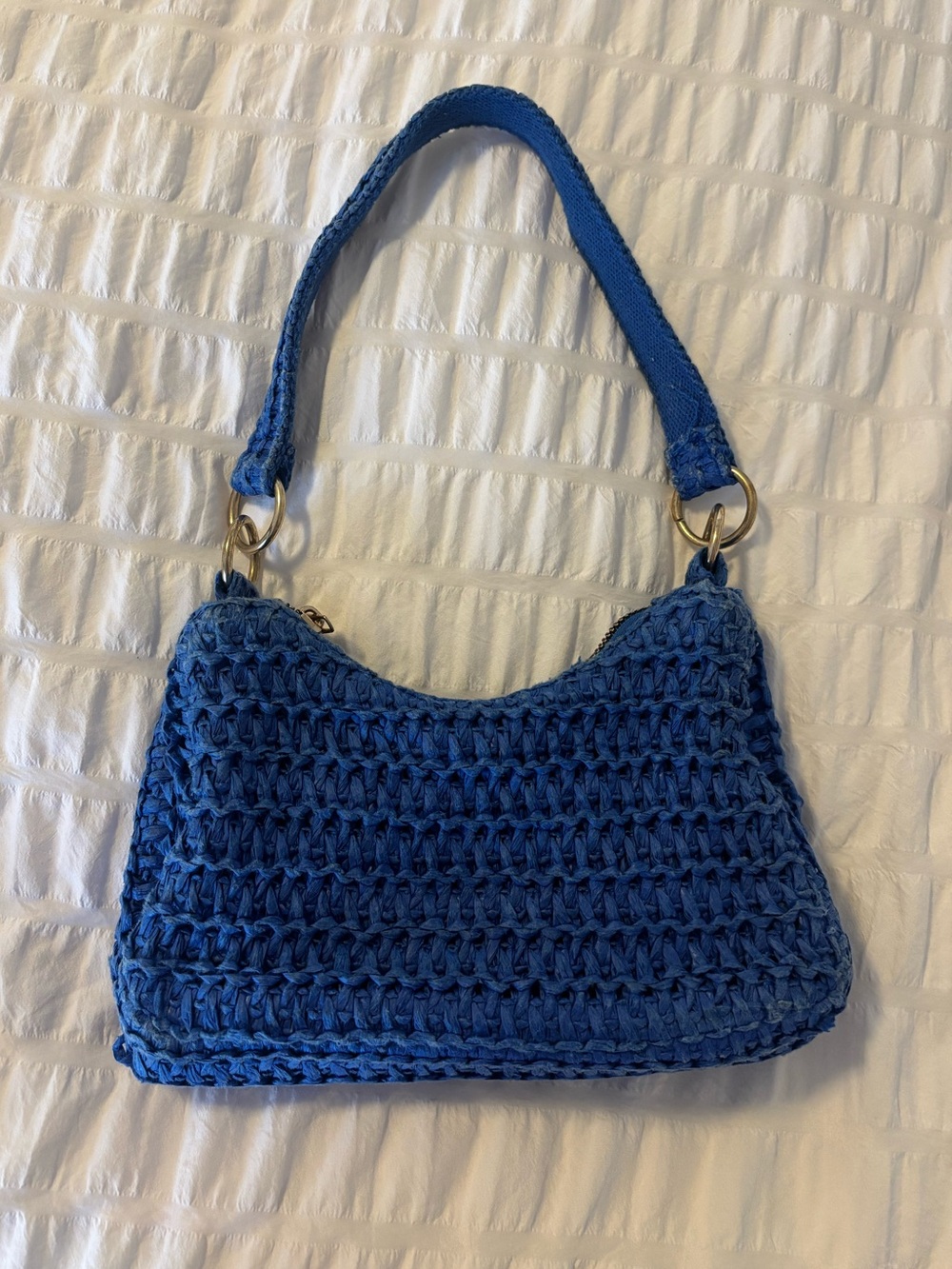 Blue Crocheted Shoulder Bag